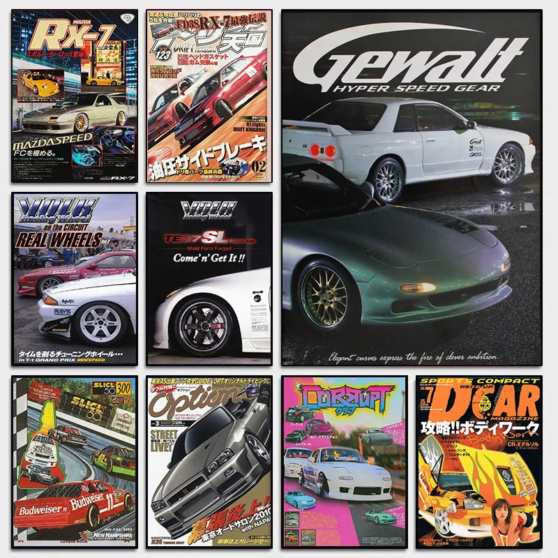 Japanese 80S Retro Cars Magazine Cover Poster's