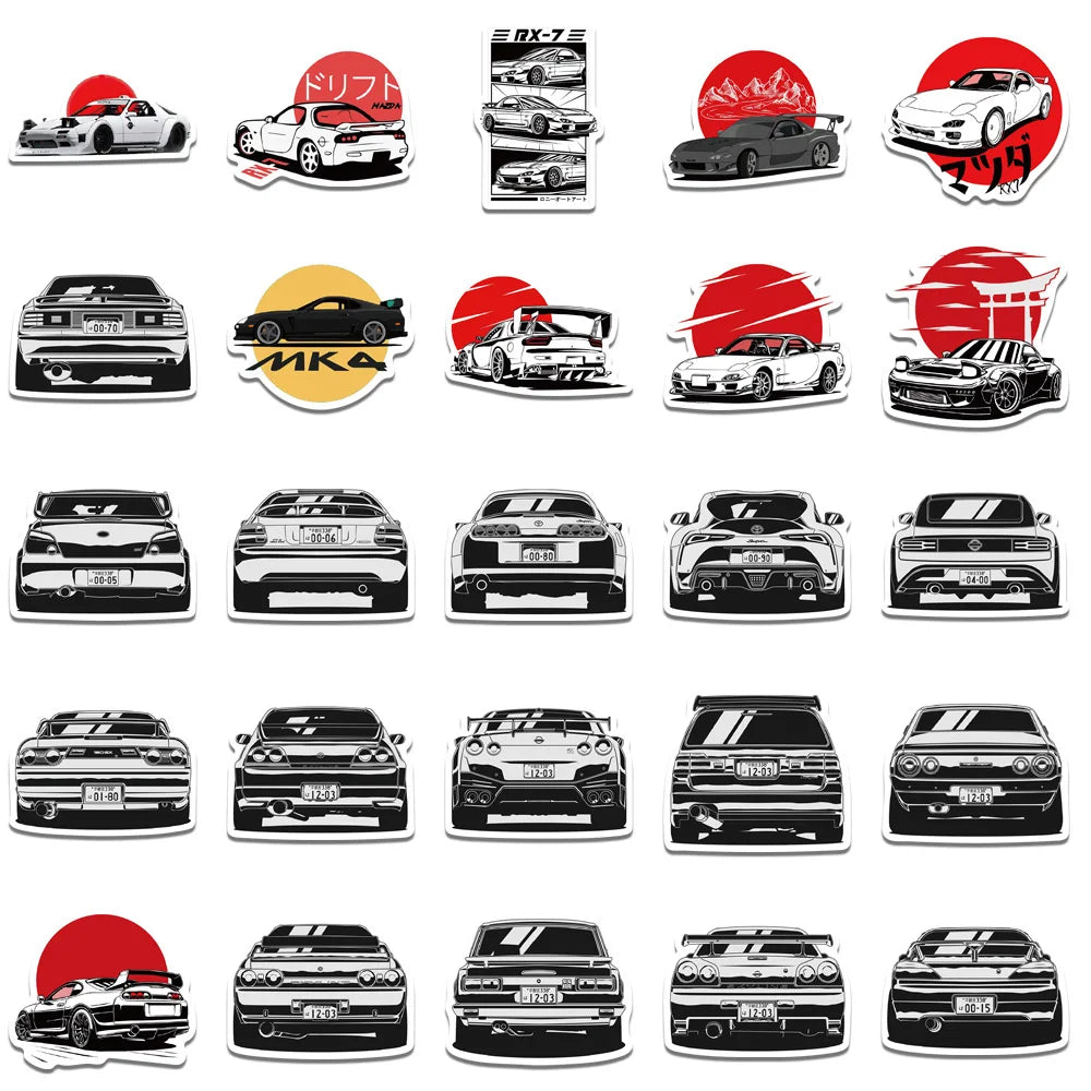 10/30/50pcs JDM Retrofit Racing Car Graffiti Stickers